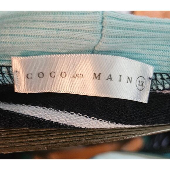 Coco and Main Blue/Green Striped Snap Cardigan - Picture 2 of 3